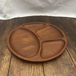 Vintage Teak Wood Serving Platter Divided Plate  Made n Thailand